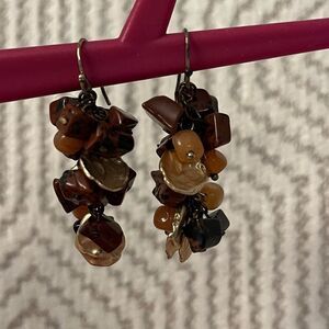 Jasper chip and 10k gold dipped flake earrings